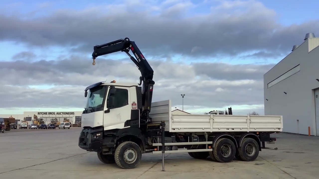 2016 Renault K460 6x6 Flatbed Truck w/Crane I St Aubin, France Auction - 8 & 9 March