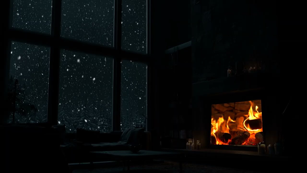 Winter Snowstorm Escape ❄️ Cabin Fireplace Sounds for Cozy Relaxation
