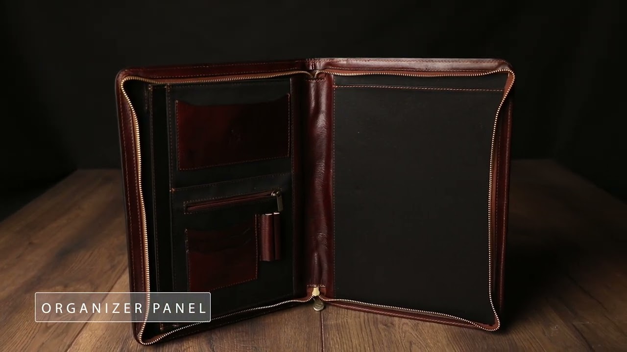 Full-Grain Leather Brown A4 Documents Folder Organizer - Candide | Time Resistance Official Video