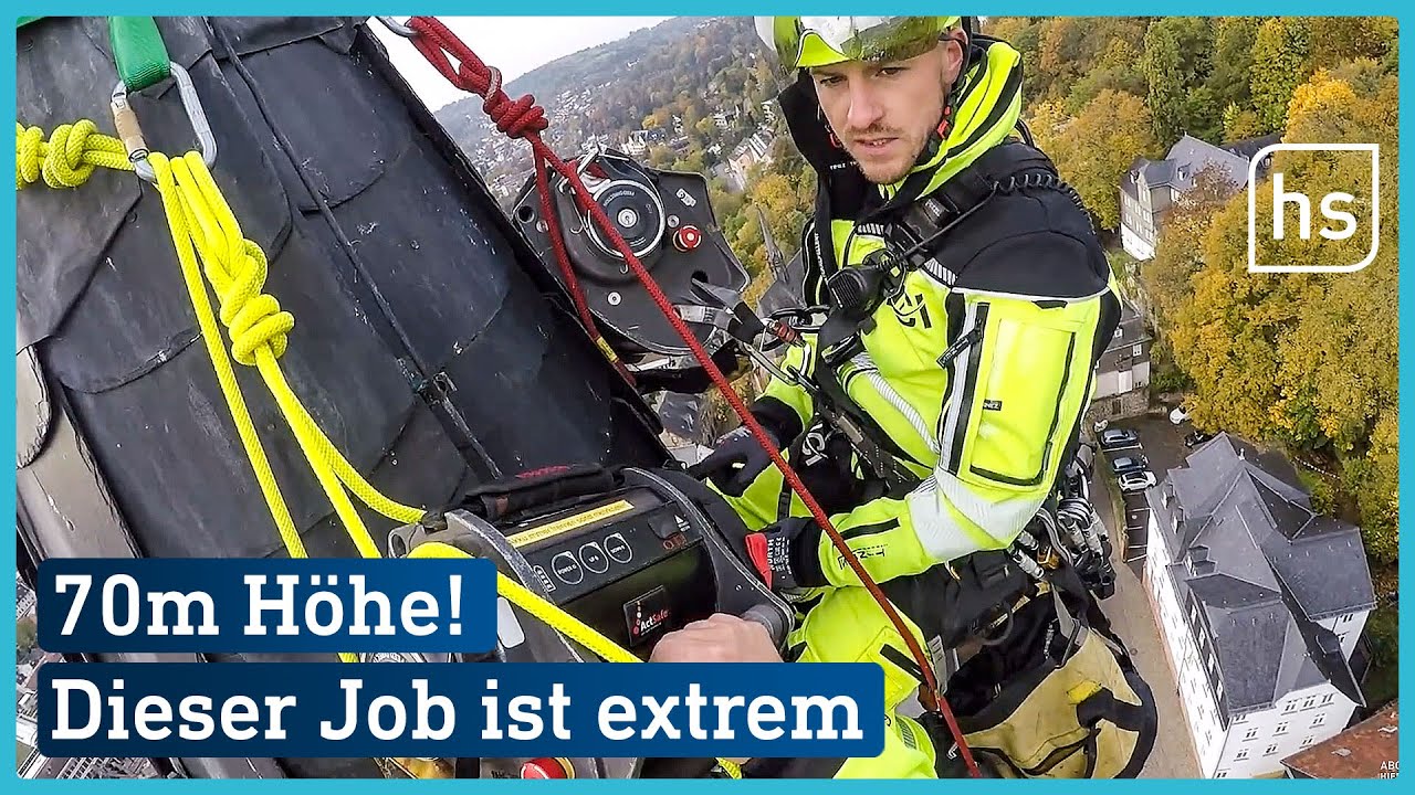 Unterwegs mit Industriekletterern am Marburger Kirchturm | hessenschau