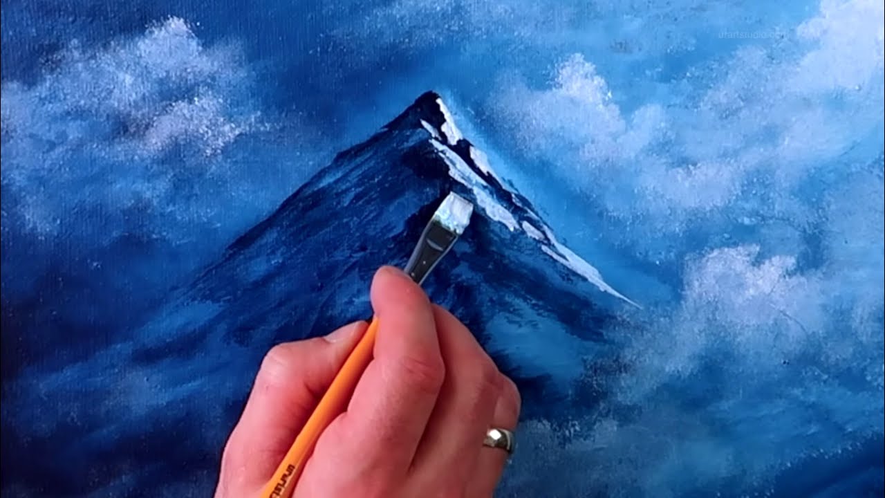 How to Paint Big Snow Mountain in the Moonlight Acrylic Landscape Painting