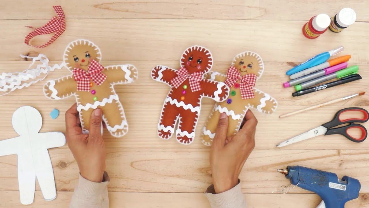 COMO HACER GALLETAS DE JENGIBRE EN TELA FIELTRO/MANUALIDAD PARA NAVIDAD/FACIL/CHRISTMAS DECORATION