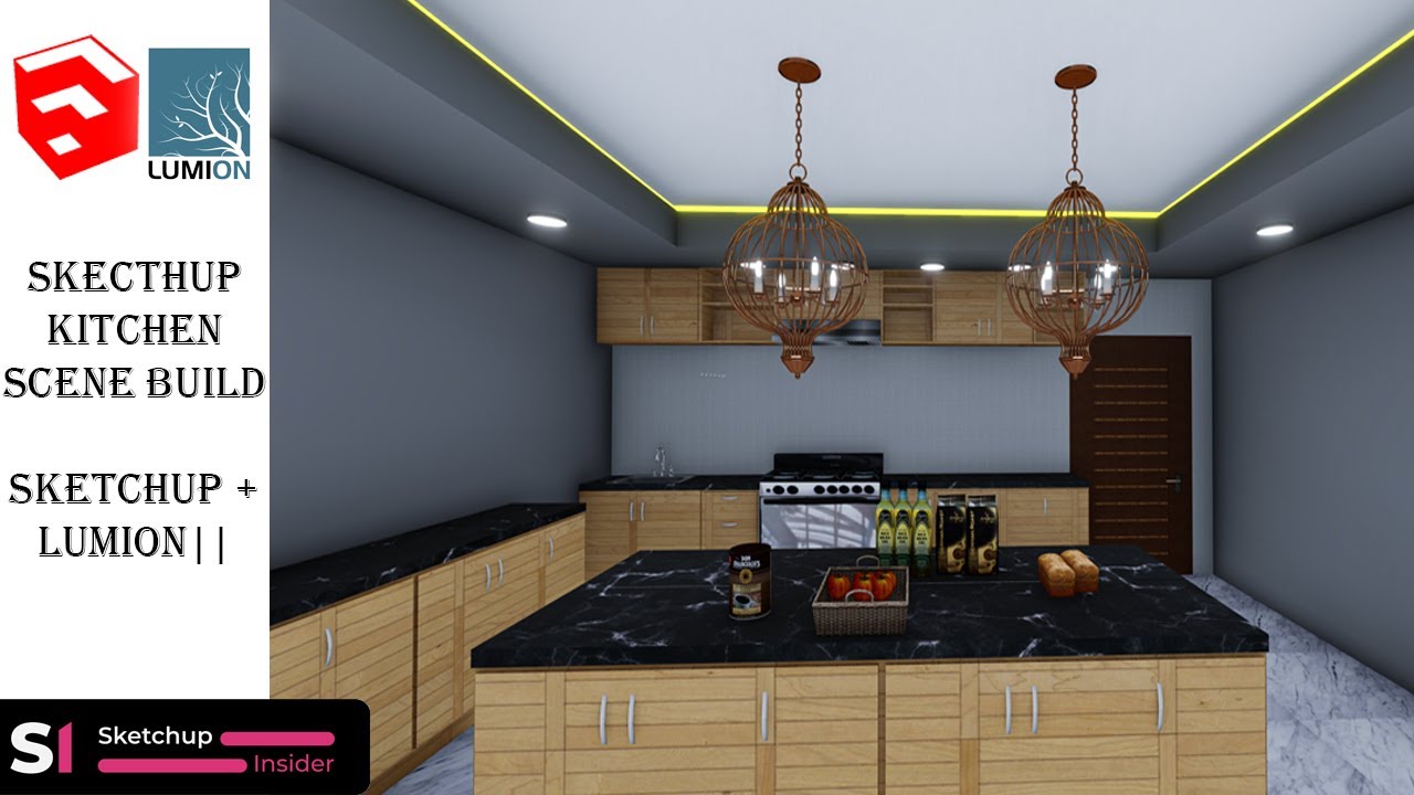 SKETCHUP INTERIOR DESIGN TUTORIAL KITCHEN - 1|| LUMION INTERIOR RENDER || REALISTIC