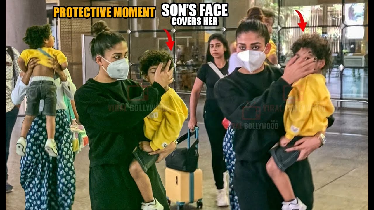 Nayanthara Covers Her Son’s Face from Paparazzi in Mumbai Airport | Protective Moment