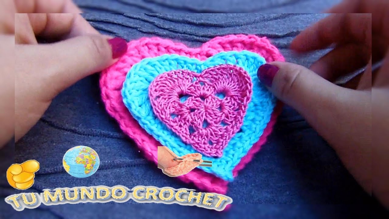 APRENDER A HACER CORAZONES A CROCHET PARA APLIQUES! MUY FÁCILES DE HACER