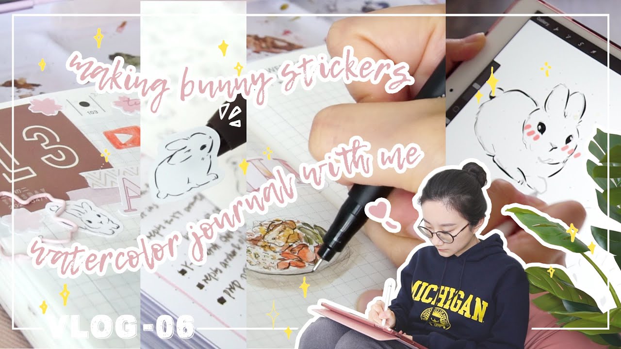✨VLOG 06🎨 Making Stickers + Cooking + Plan BUJO + Watercolor Journaling + Get Vaccined | STUDIO VLOG