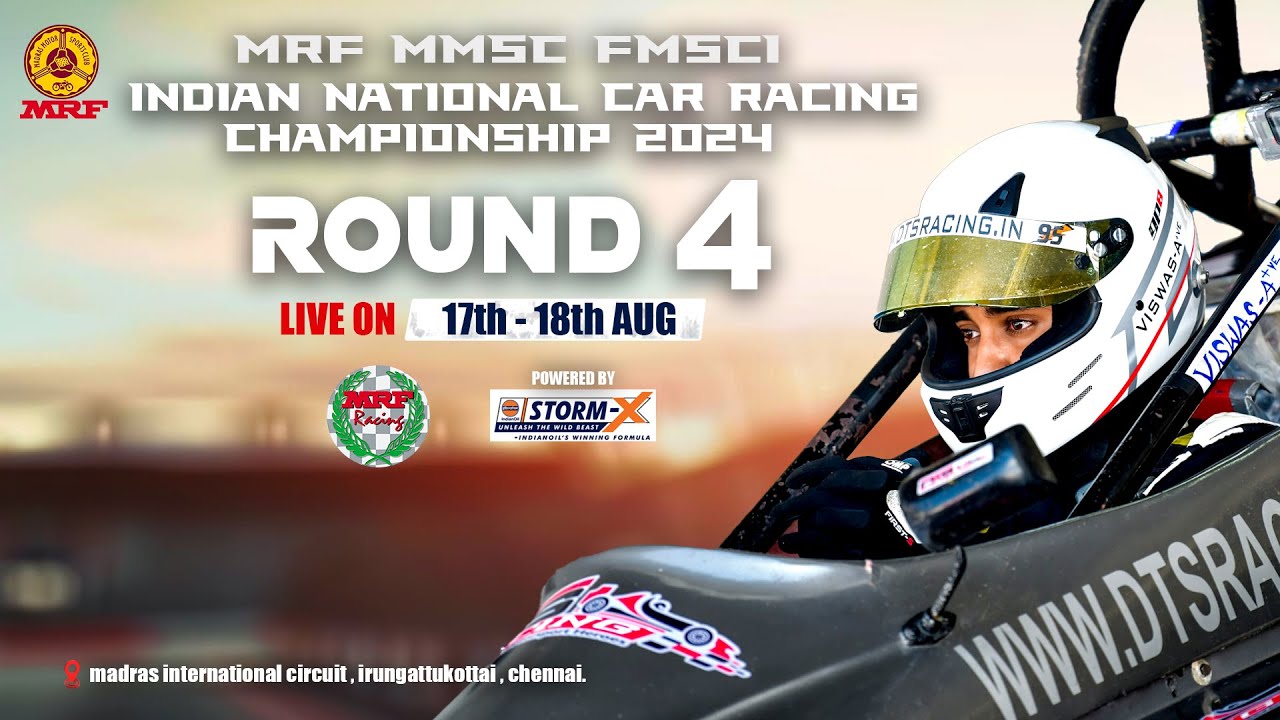 MRF MMSC fmsci Indian National Car Racing Championship 2024  Day 1 Round 4