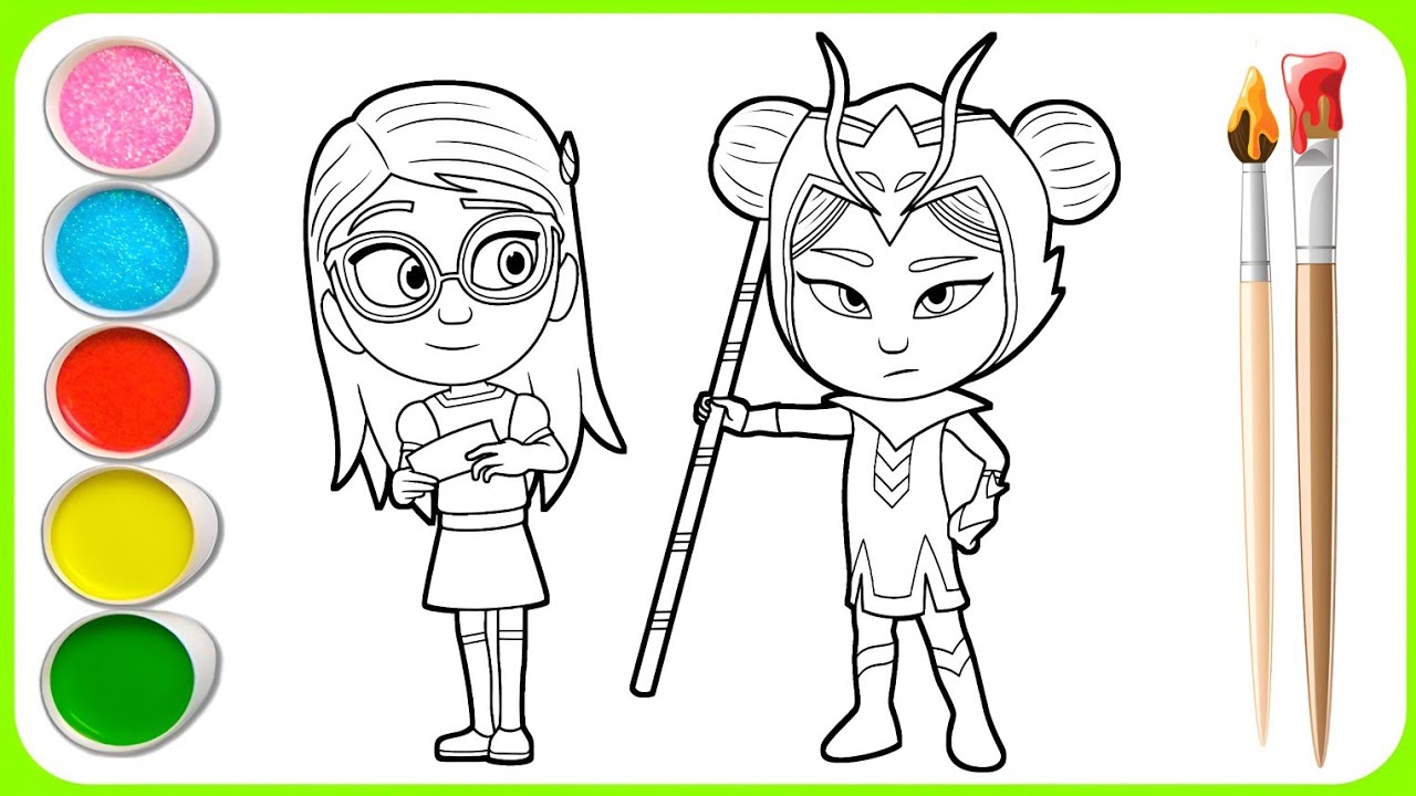 Coloring PJ Masks | Amaya & An Yu | Easy Coloring Pages For Kids | PJ Masks Drawing and Coloring