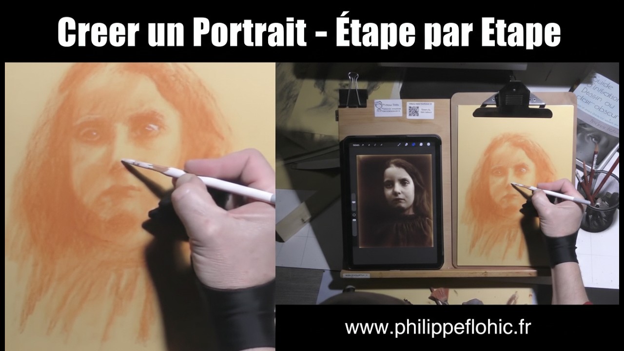 Portrait réaliste en clair-obscur ✏️ | Démo rapide au crayon sanguine
