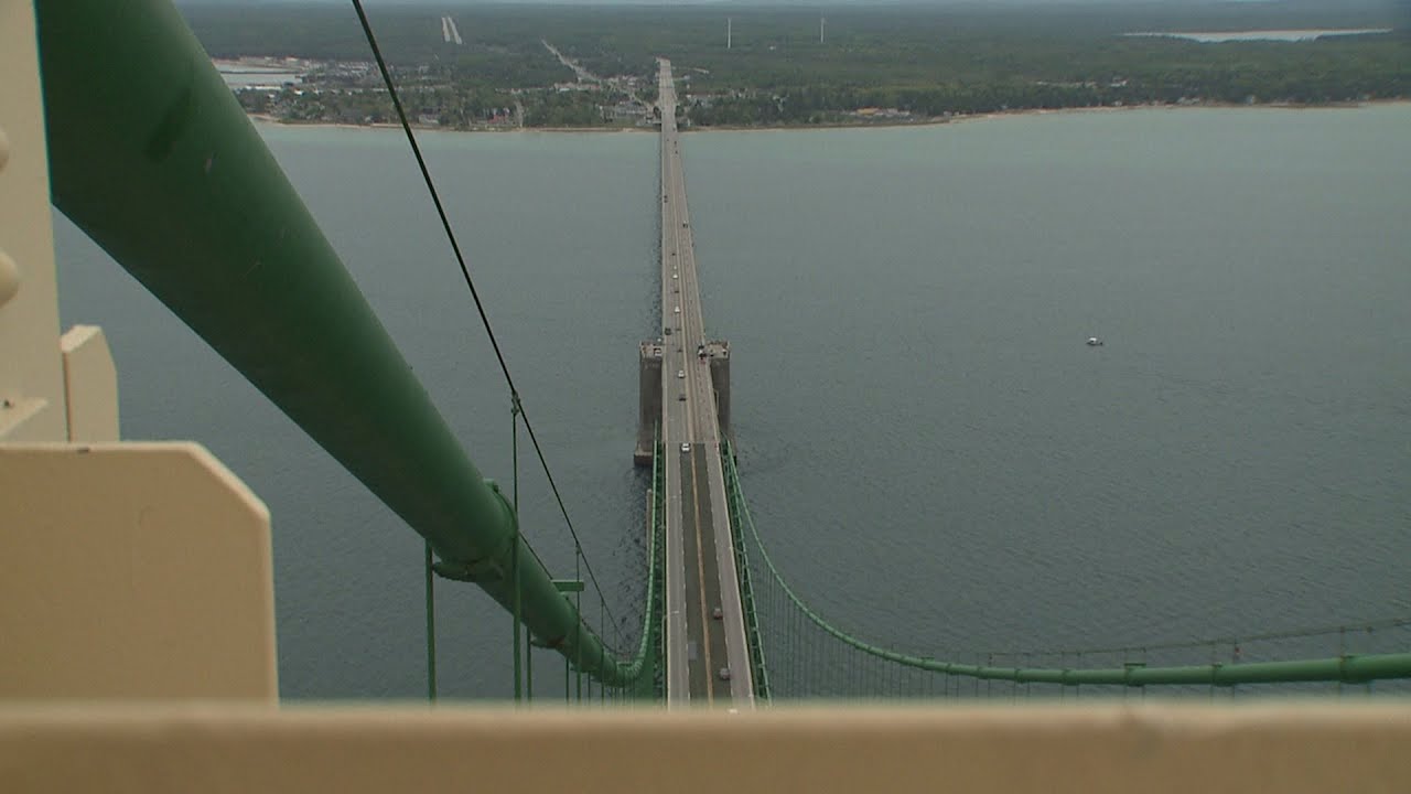 Climbing To Top Of Mackinac Bridge