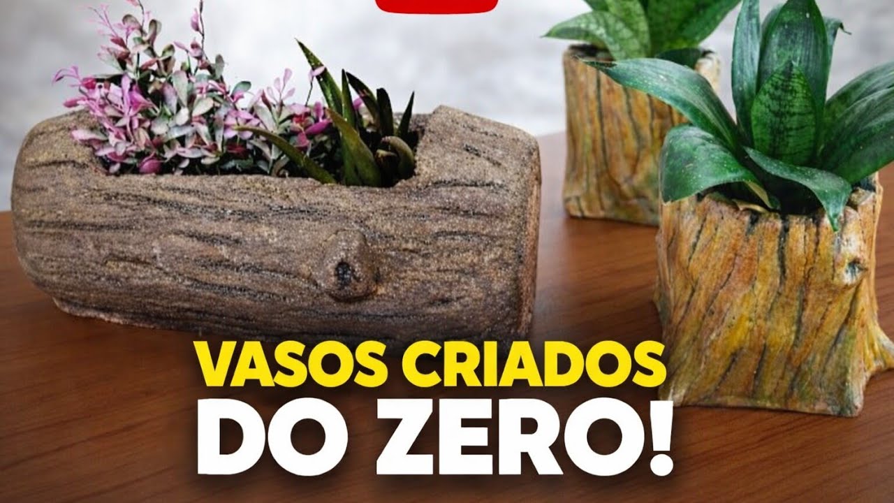 COMO FAZER VASO TRONCO DE CIMENTO, 2 VÍDEOS