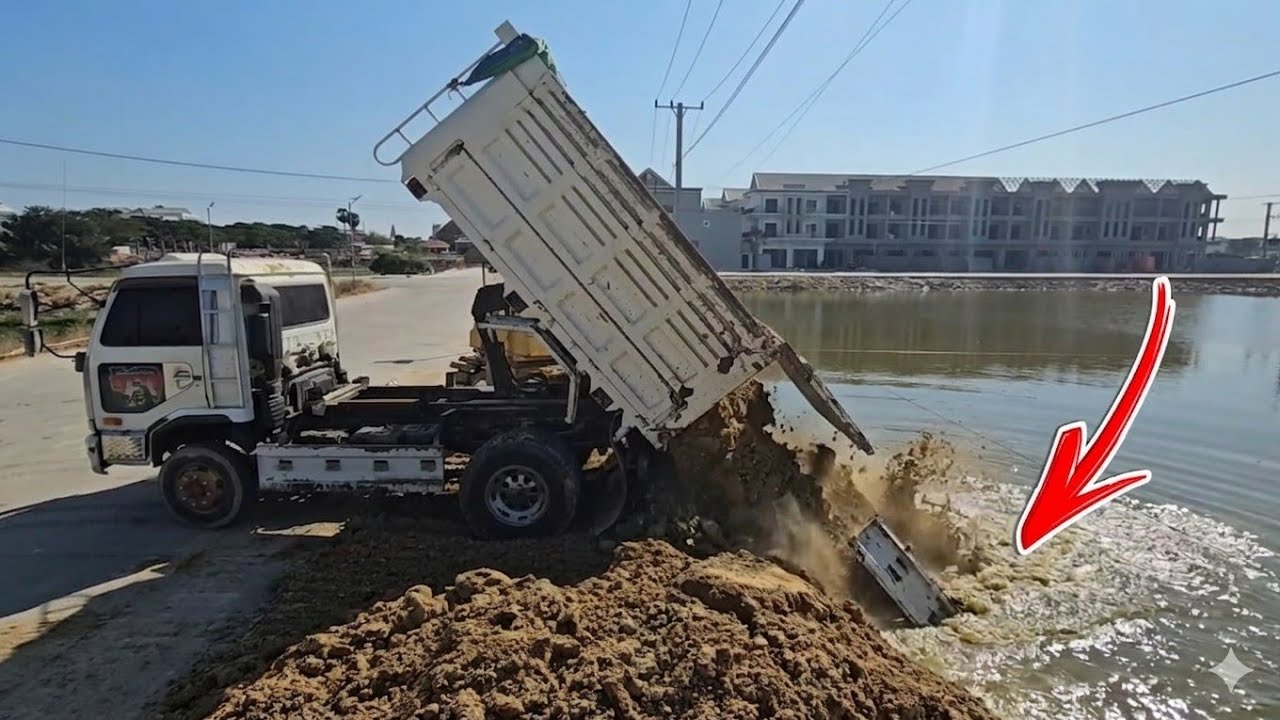 Thousands of Tons of Dirt Dumped Into Water – Heavy Equipment Power!