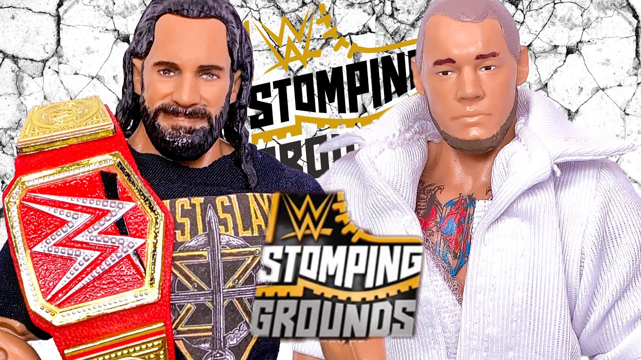 SETH ROLLINS VS BARON CORBIN WWE UNIVERSAL CHAMPIONSHIP ACTION FIGURE MATCH! WWE STOMPING GROUNDS!