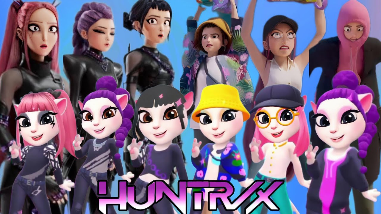 HUNTRIX KPOP DEMON HUNTER'S🖤➕️🎤💖👑 COSPLAY WITH MYTALKINGANGELA2 #mytalkingangela2 