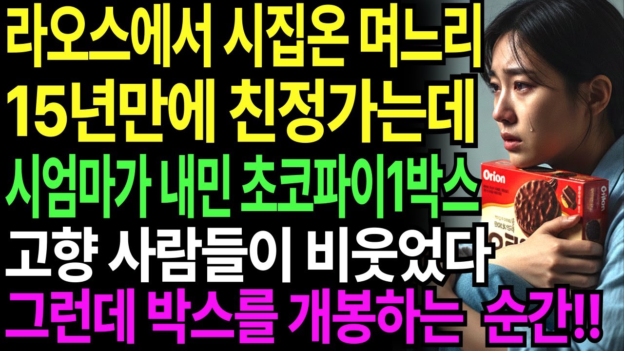 라오스 며느리 시집 온 지 15년, 처음으로 라오스 친정으로 가는 길 시어머니는 달랑 쵸코파이 한박스를 주셨고, 온 마을 사람들이 비웃었습니다 그런데 상자를 여는 순간!