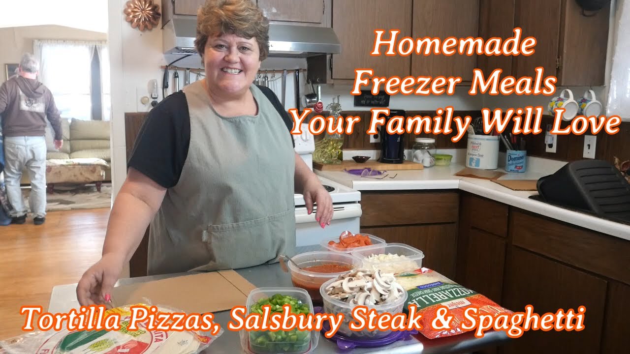 Homemade Freezer Meals Your Family Will Love | Tortilla Pizzas, Salsbury Steak, Spaghetti