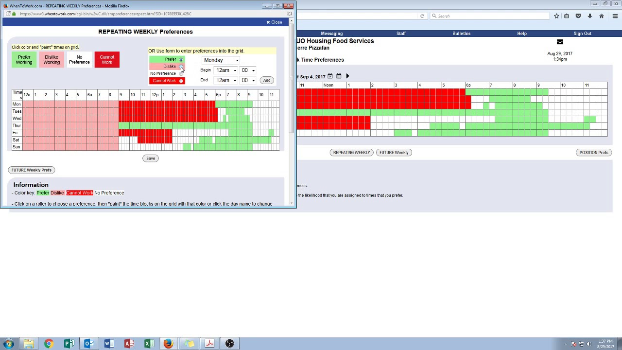 Setting your preferences in When to Work