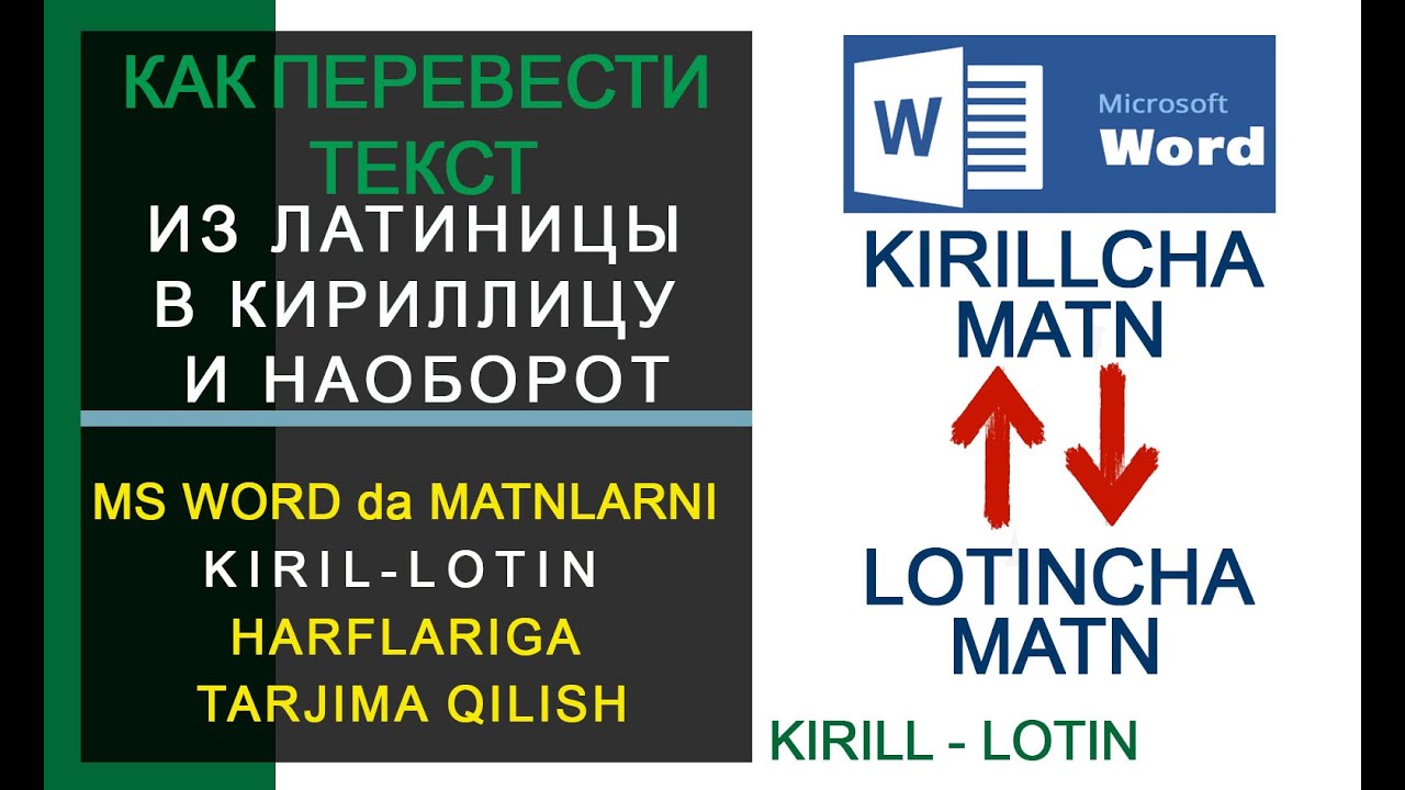 Matnlarni KIRILL-LOTIN || LOTIN-KIRILL chaga o'zgartirish. Конвертер текста из кириллицы в латиницу