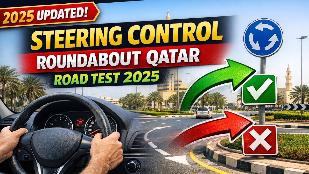 Steering Control in Qatar Roundabout ✅ | Manual Car Driving Tips & Road Test Guide 2025