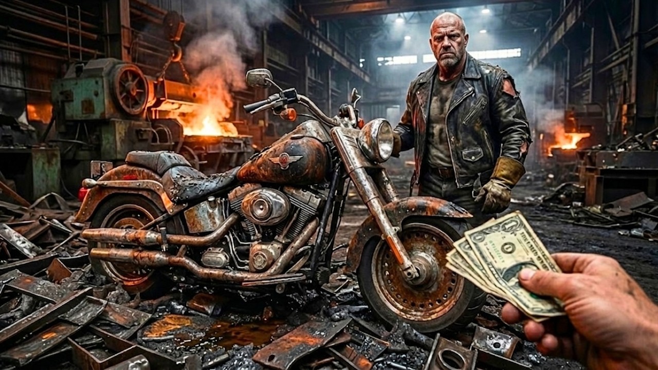 Restoring Completely DESTROYED Terminator 2 Harley $100 Steel Mill Find | FULL ASMR