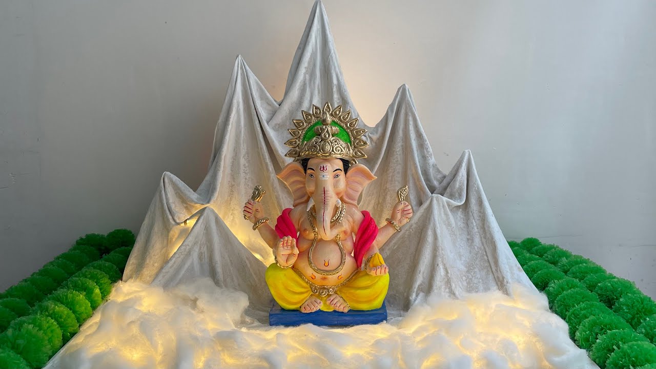 diy ganpati decoration ideas for home / easy Ganpati decoration at home