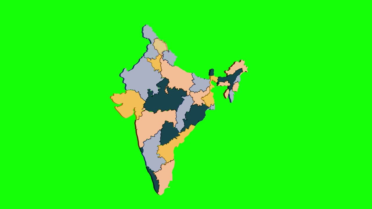 India State wise Info-graphic 3D Map on Green Screen Background | 4K | NO COPYRIGHT