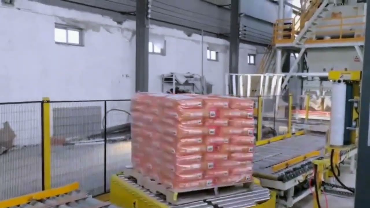 automated end packing line palletizing stretch film wrapping machine