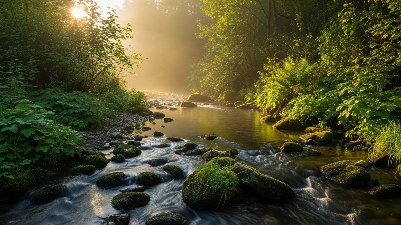 Peaceful Stream Sounds 10 Hours | Flowing Water for Sleeping and Relaxation | Nature Sounds Full HD