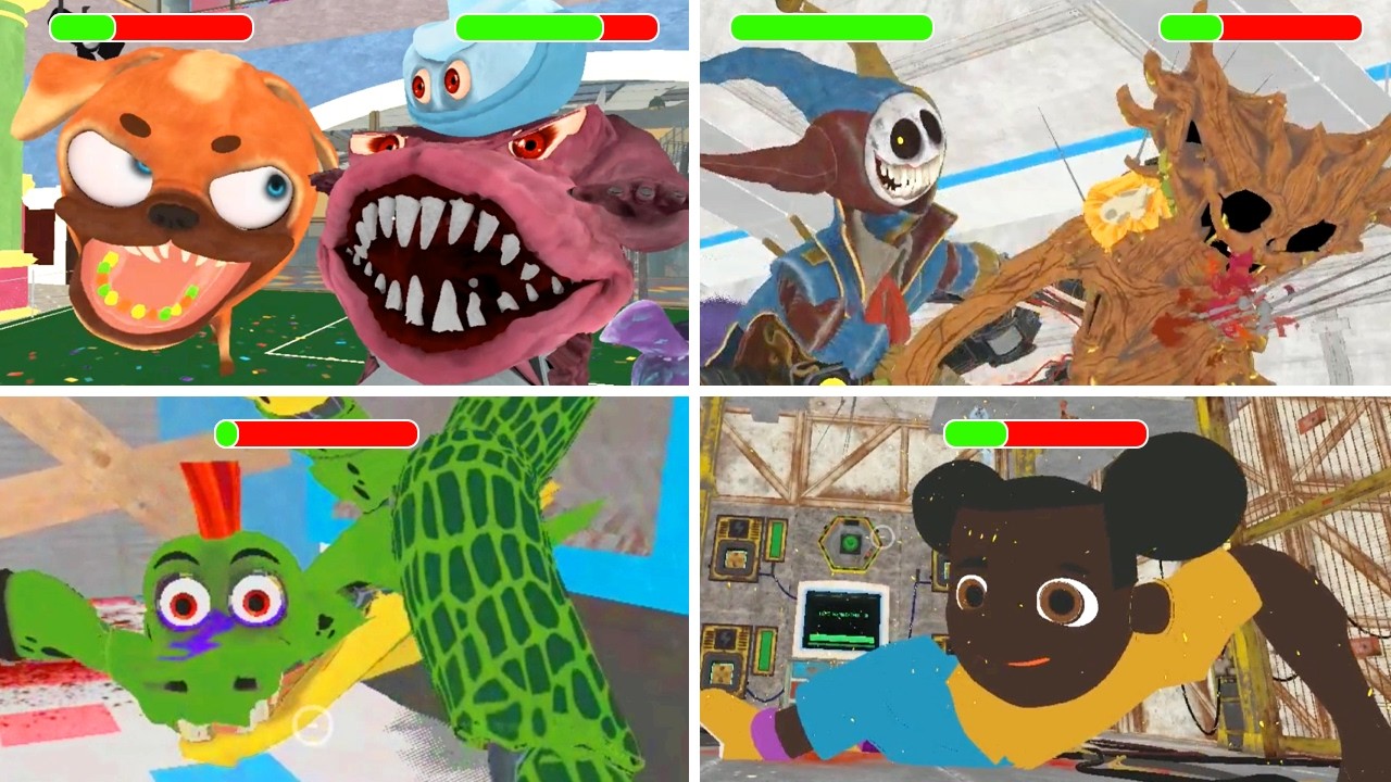 Dark Pals The 1st Floor All Main Bosses With Healthbar 4K vs Poppy Playtime Chapter 1, 2, 3, 4, 5, 6