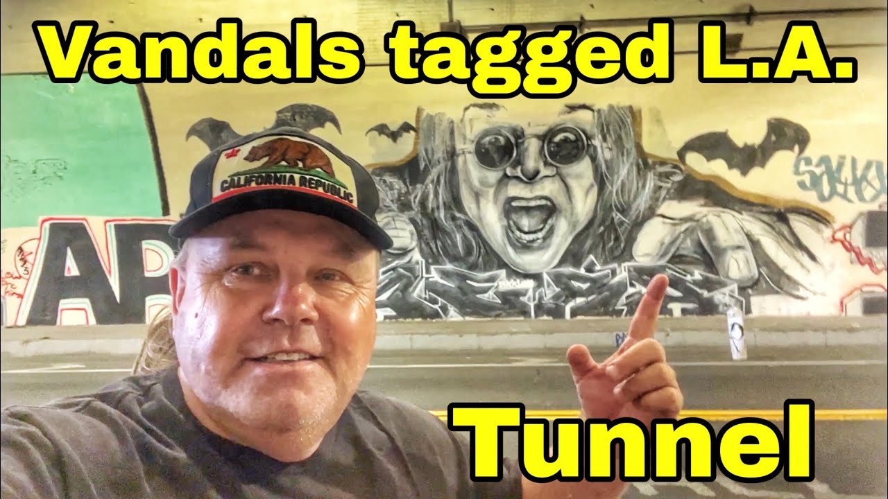 Vandals tagged famous freshly painted L.A. Tunnel