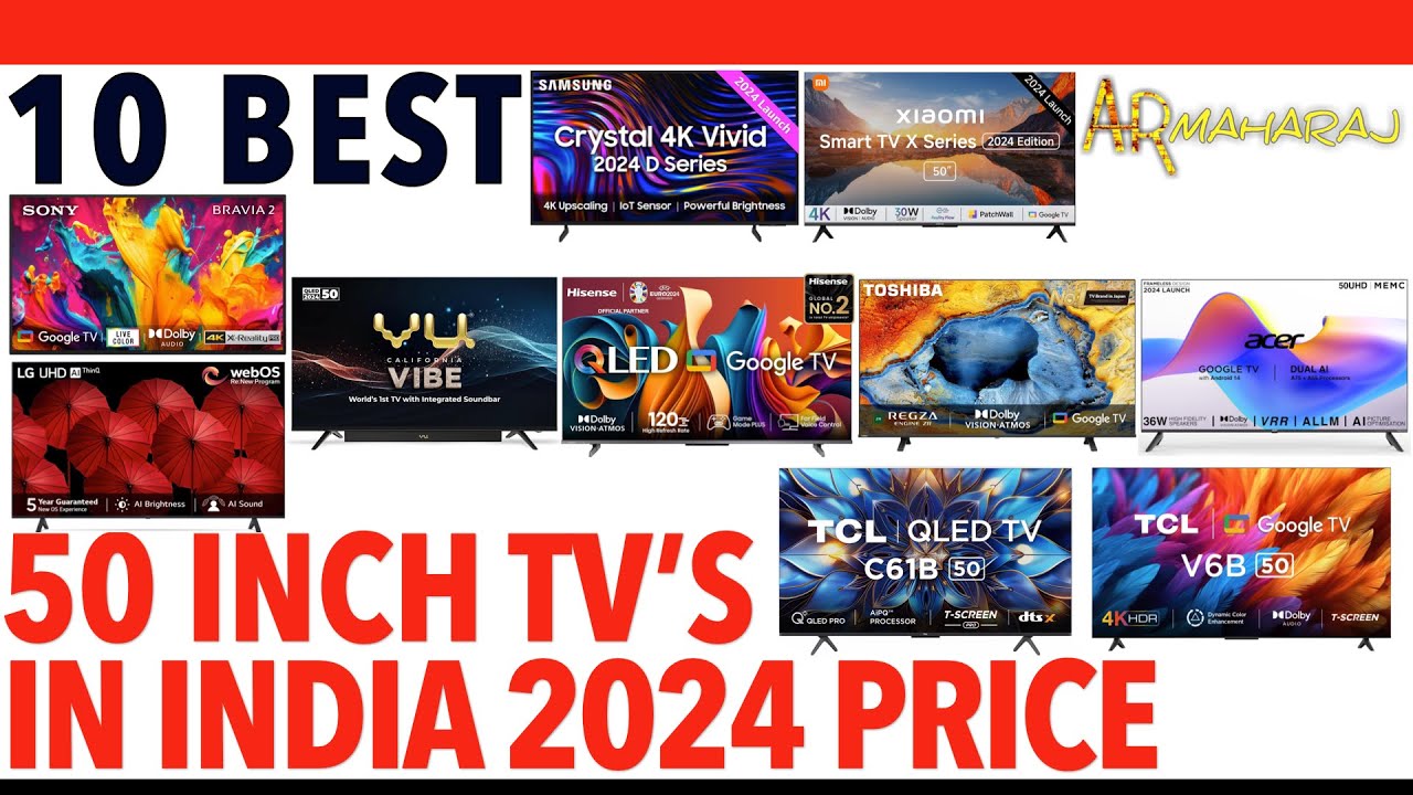 📺 Top 10 Best 50 Inch 4K TV's iN India 2024 | ✨ 50 Inch tv Price | SONY, SAMSUNG, LG, VU,TCL,Hisense