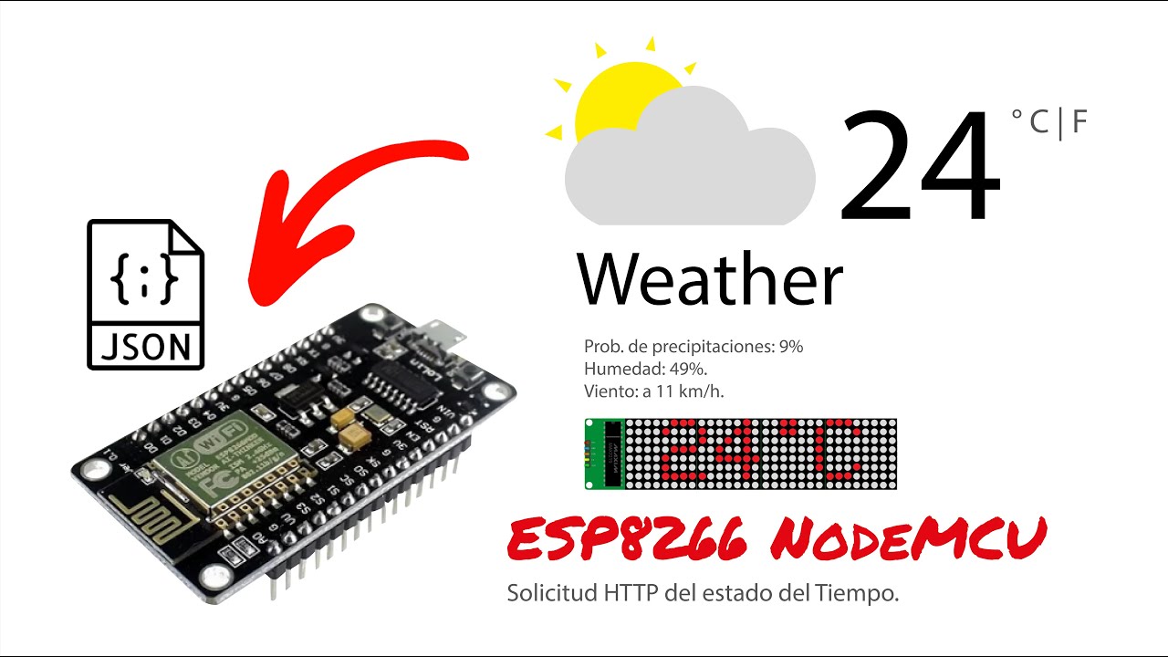 Esp8266 NodeMCU - Solicitud HTTP del estado del Tiempo - Respuesta JSON, Matriz de led MAX7219