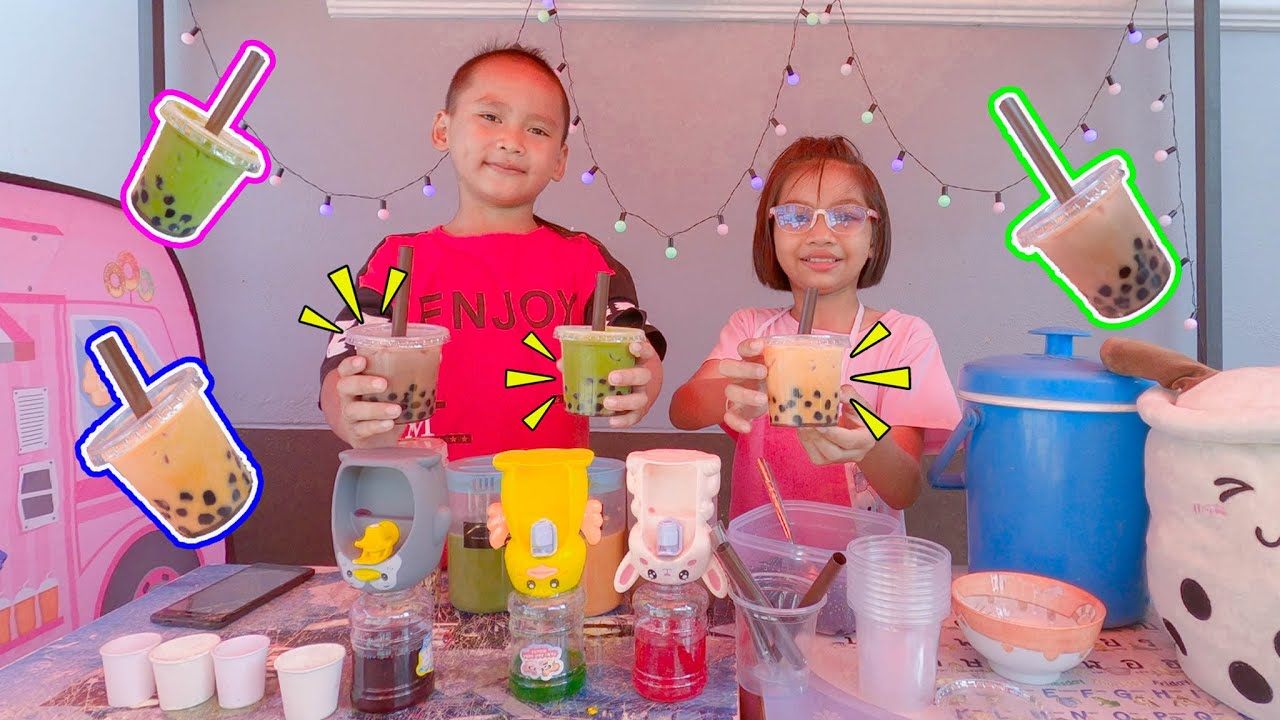 น้องโก๊ะพี่แอมป์ | เล่นขายของ ขายชาไข่มุกกัน