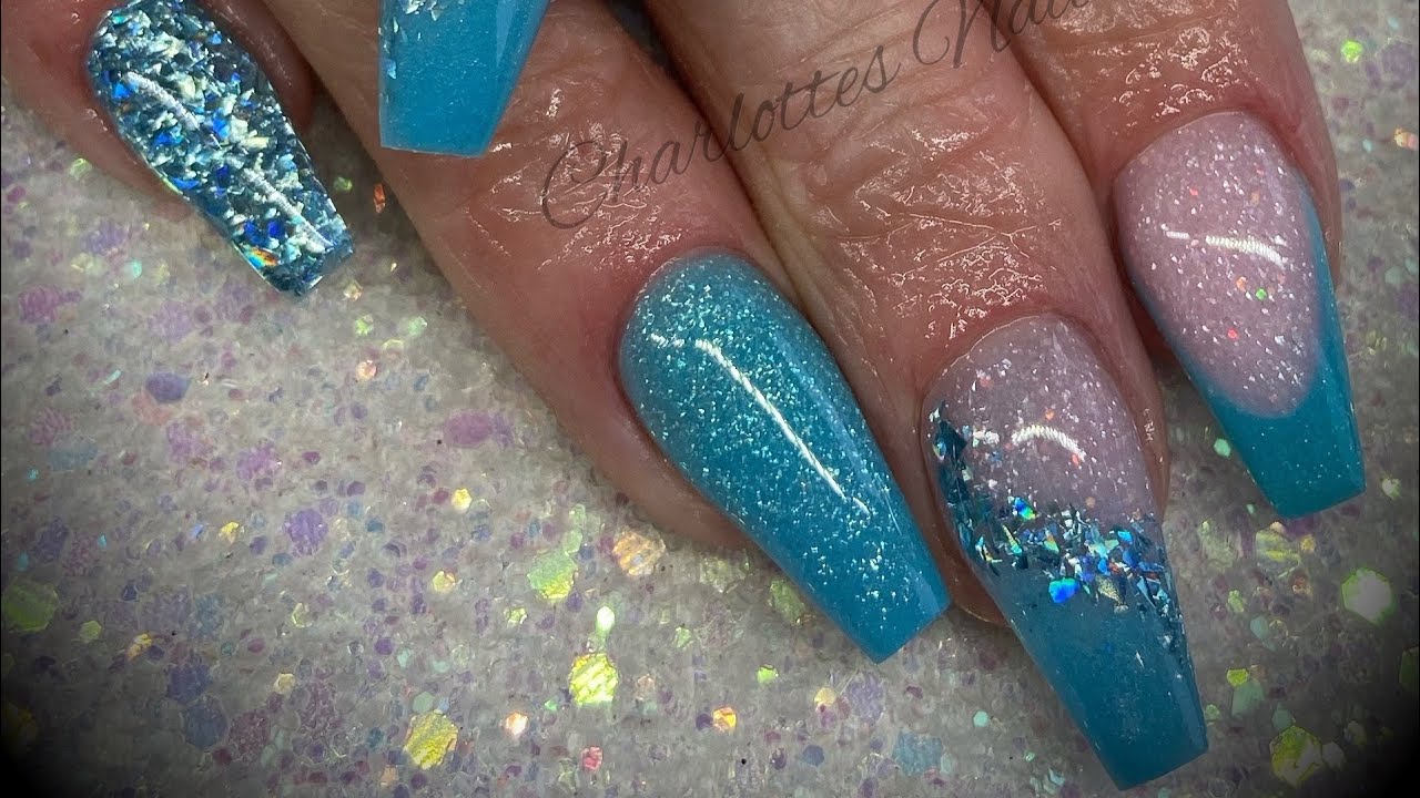 Acrylic nails - turquoise design set
