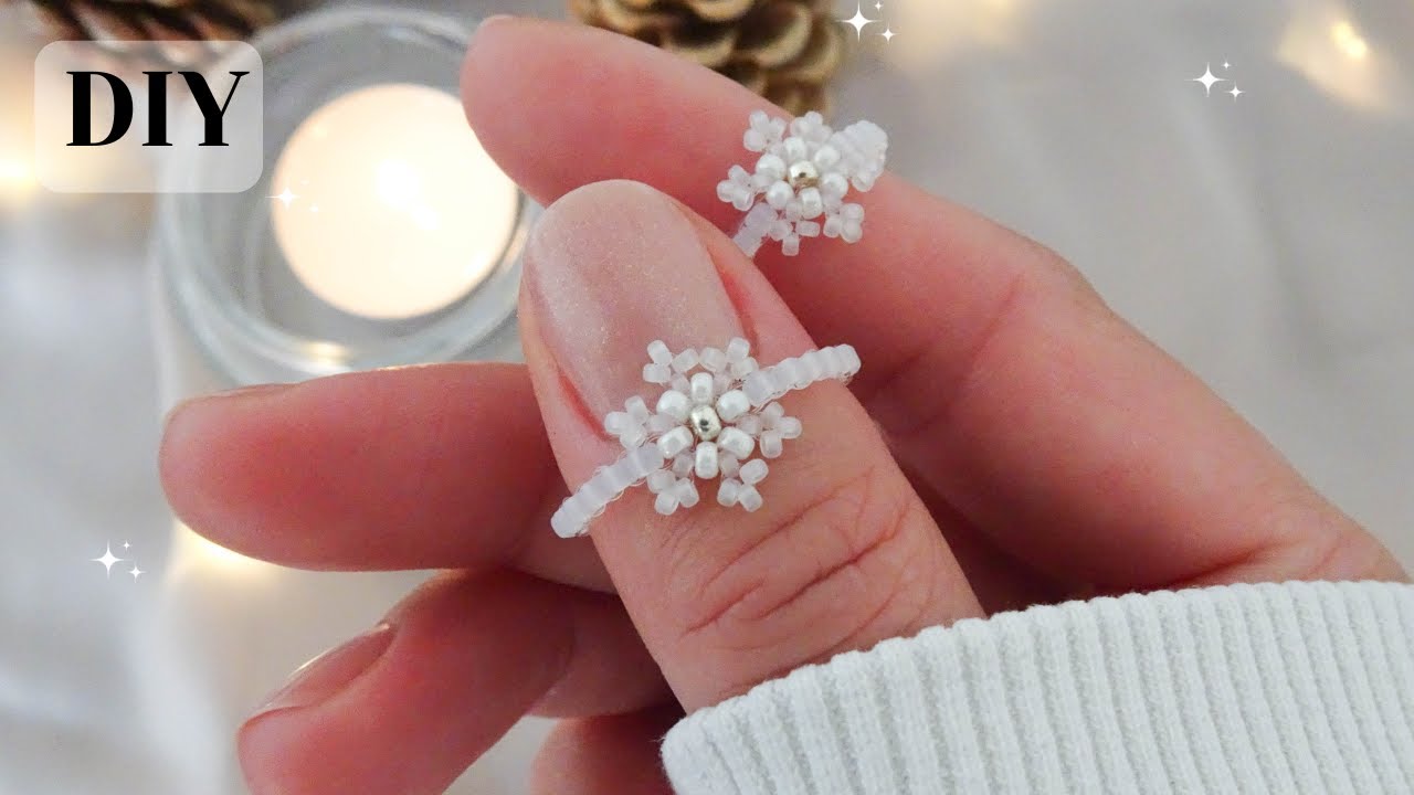 DIY Beaded Snowflake Ring | Easy Aesthetic Jewelry Tutorial