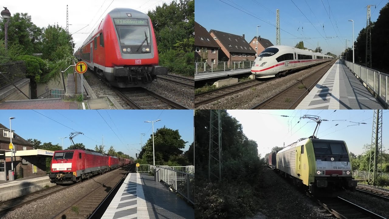 Bahnverkehr in Voerde 2018 & 2021 mit Br 146 + Dostos, Desiro HC, Güterzügen, ICE3, FLIRT 3 und 3XL