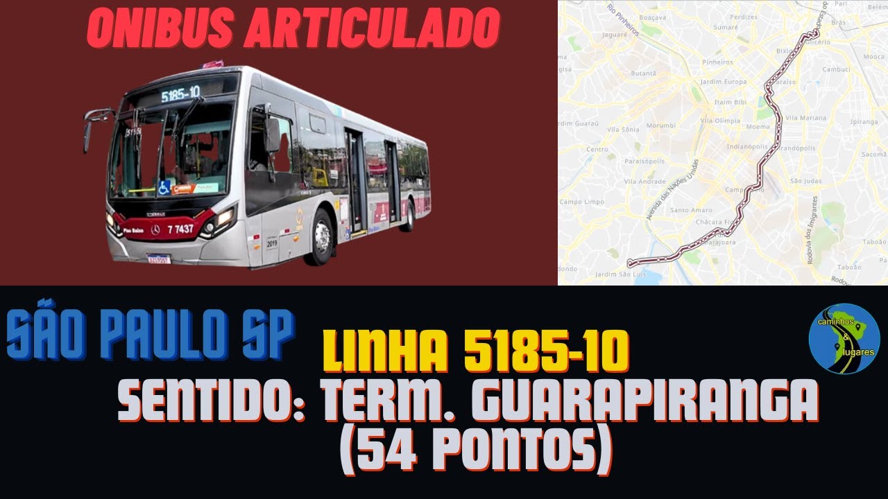 Ônibus São Paulo SP Brasil  - Linha 5185-10 Terminal Parque Dom Pedro II - Terminal Guarapiranga