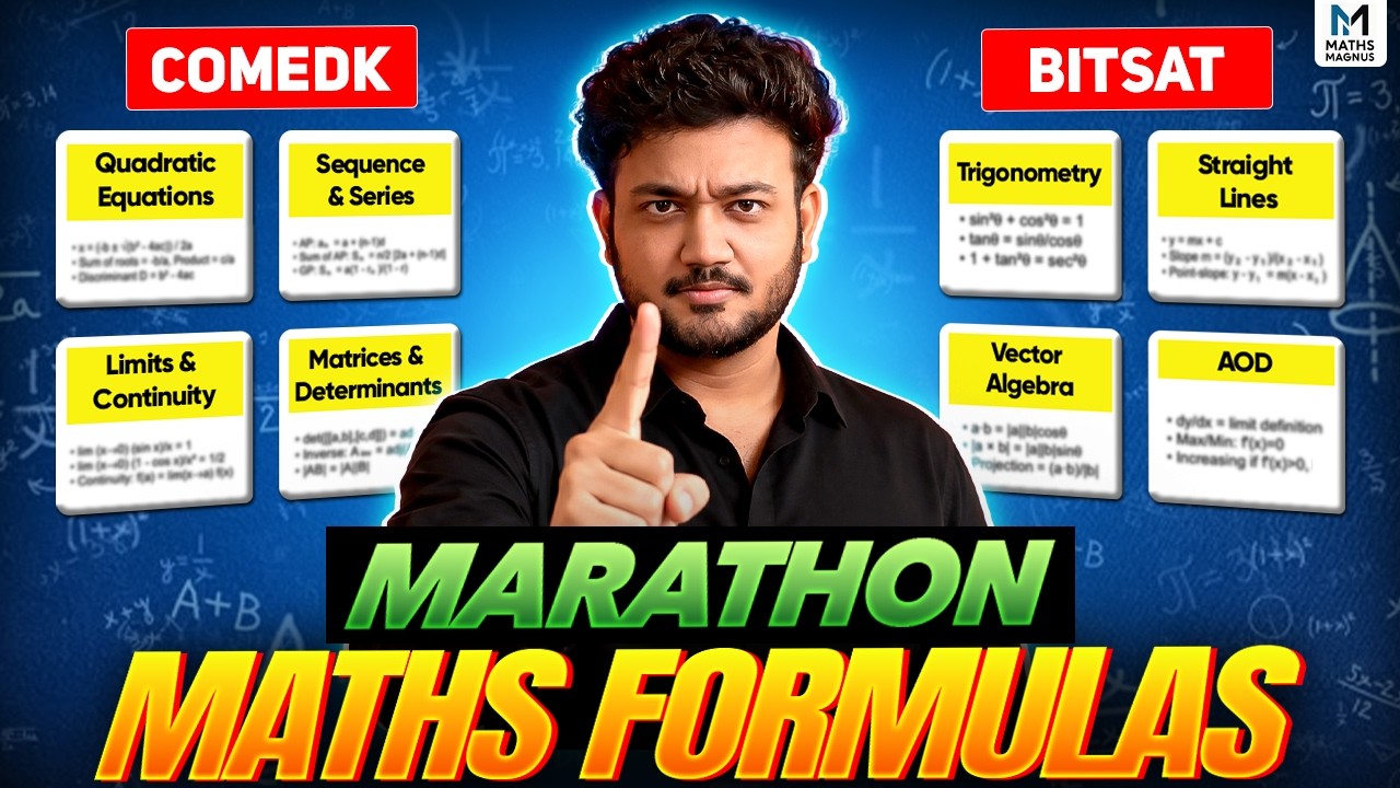 COMEDK + BITSAT 2026 : Maths Formula Marathon 🚀| Part 2 🔥| Most Important Formulas | Ayush Sir