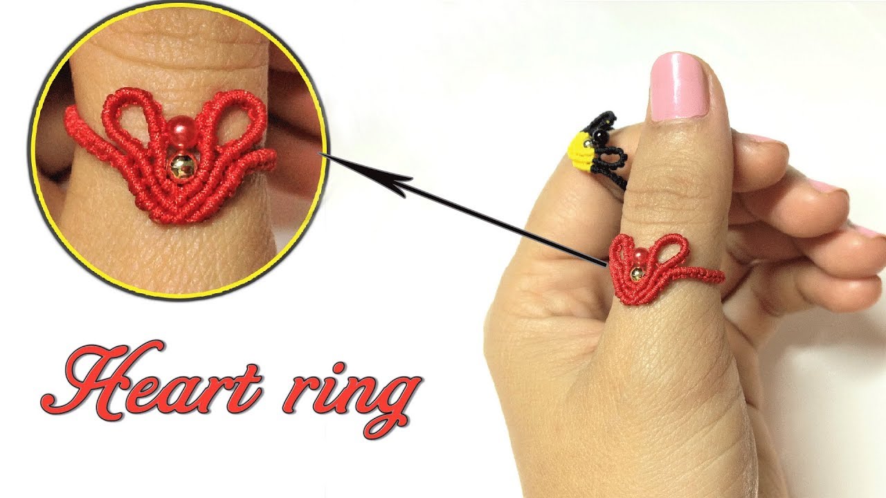 How to make a macrame ring - The Heart shape pattern - macrame tutorial - hướng dẫn thắt nhẫn