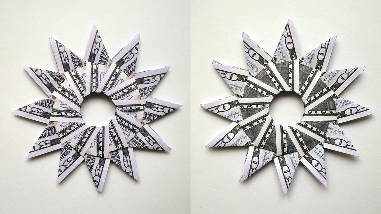 Money SUN | Modular Origami | Dollar Gift Idea | Tutorial DIY Folded (300th video!)