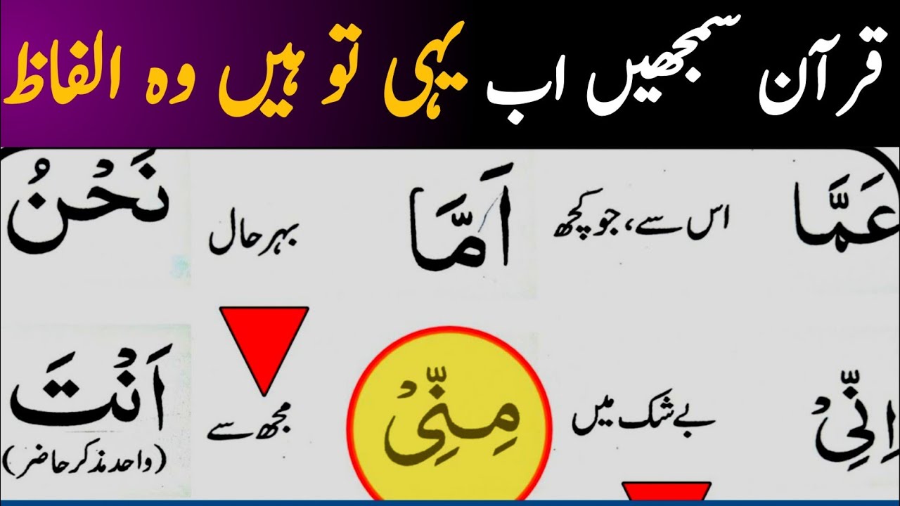 یہی ہیں وہ الفاظ جن سے قران سمجھ آتا ہے