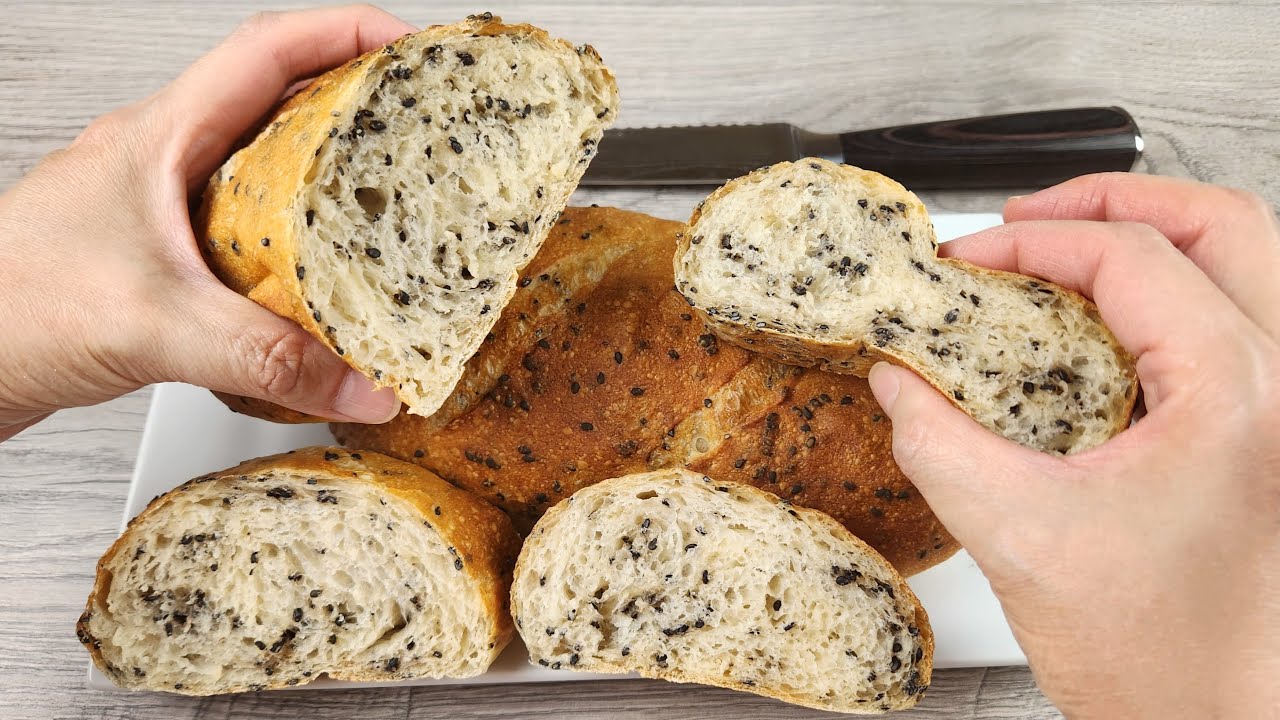 黑芝麻歐包，免揉，簡單幾樣材料，食物的原味 / No-knead, a few ingredients, black sesame bread