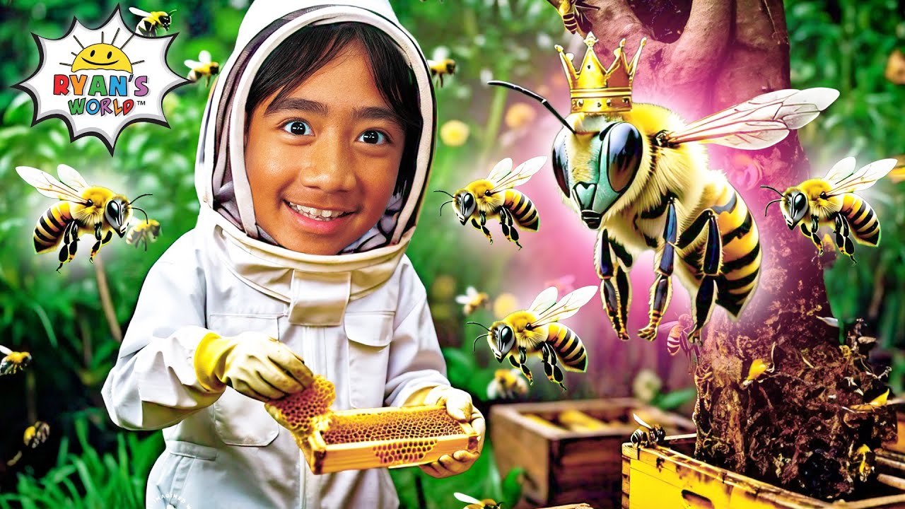 Ryan's World Explores a Bee Farm | Learn About Bees and Pollination!