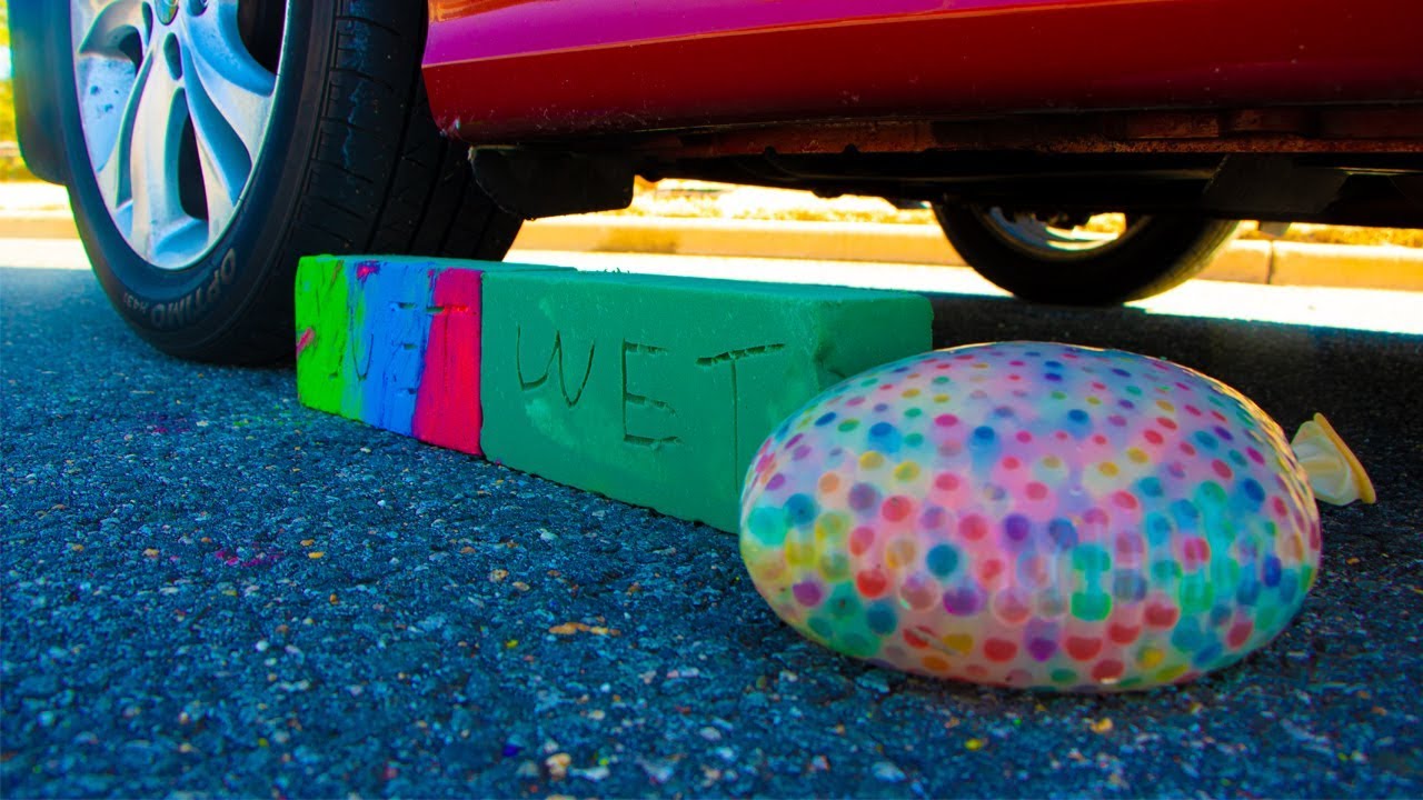 EXPERIMENT - Floral Foam and Orbeez vs Car