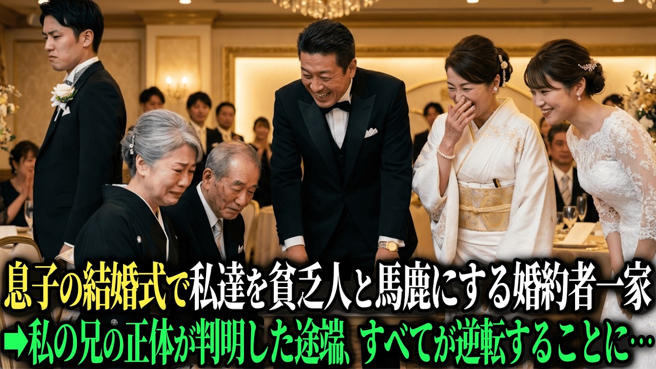 「貧乏人は端でおとなしくしとけ」息子の結婚式で私達を貧民だと馬鹿にする婚約者とその両親。私の兄が婚約者の親の会社の社長だと知った瞬間、全てが逆転した・・・【シニアのスカッと朗読】【老後の知恵】
