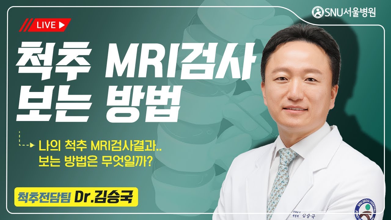 [김승국의 목, 허리] #1 척추 MRI검사 보는 방법 #척추MRI #MRI검사 #척추진단 #snu서울병원