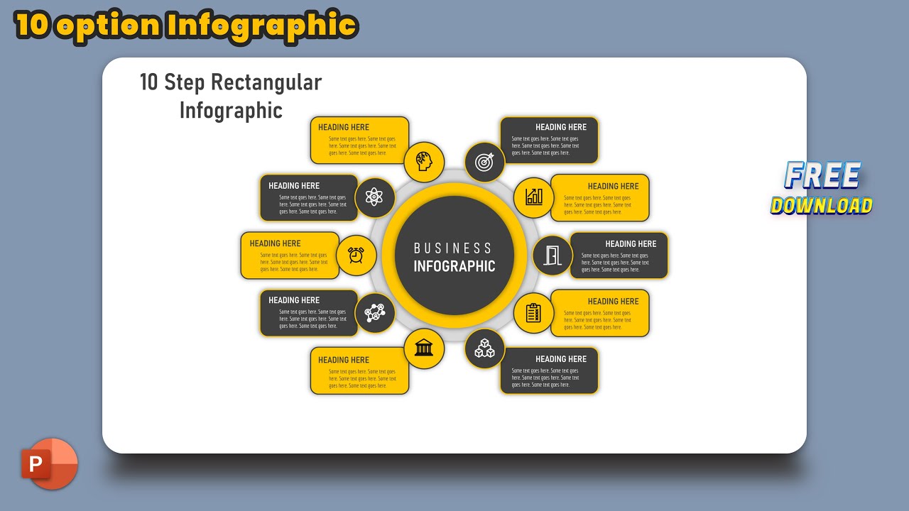 8.MS PowerPoint Tutorial - 10 Option Infographic Presentation | Black & Yellow Theme