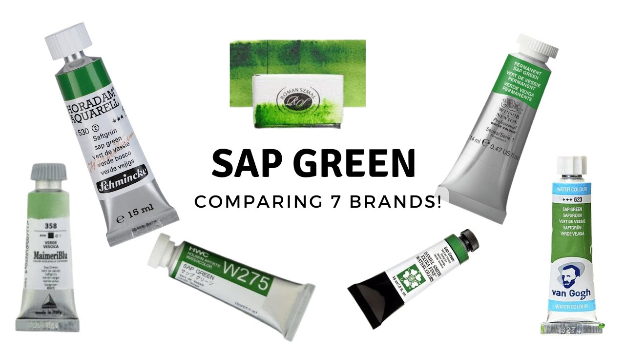 Sap Green Watercolor Color Comparison | How Different Are 7 Brands?