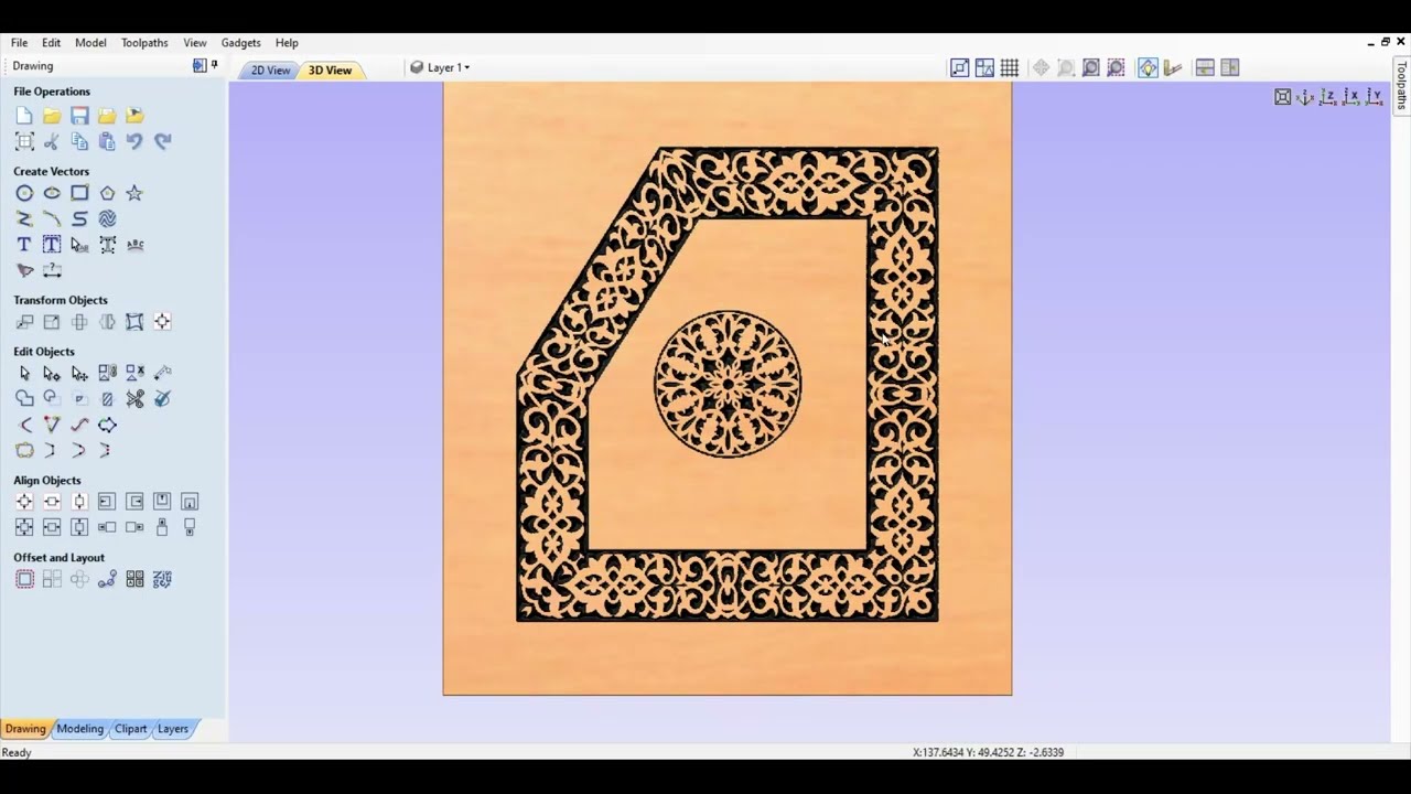 اسهل طريقة لرسم كوطي Vectric Aspire Tutorial