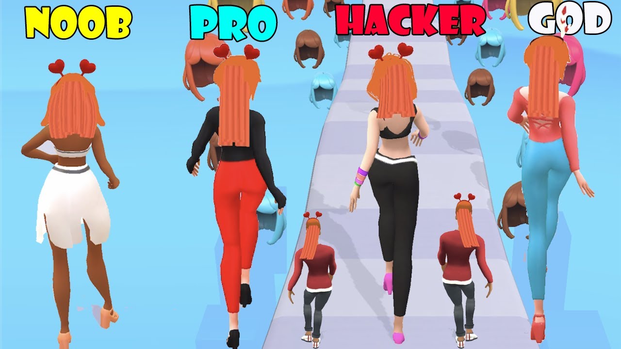 NOOB vs PRO vs HACKER vs GOD - Hair Challenge Super fun hair running game!